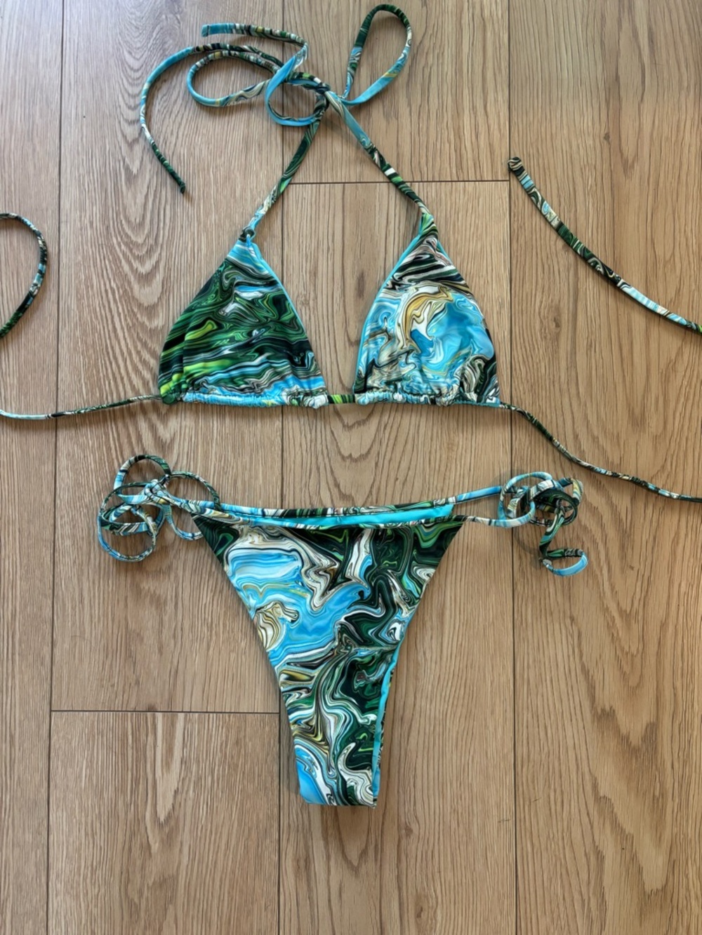 437 Paradiso Sam Bikini set in Teal & Green